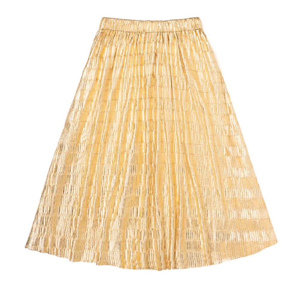 Buru Metallic Pleated Skirt - Gold